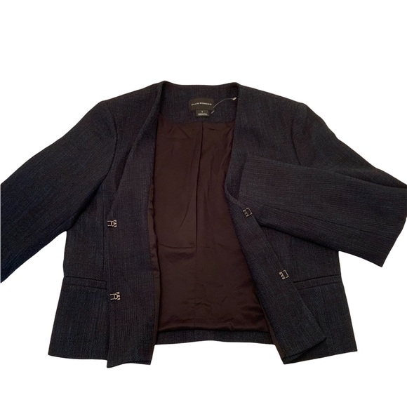 Club Monaco Career Cropped Tweed Blazer Blue/Black colour in Size 6 - Picture 3 of 7